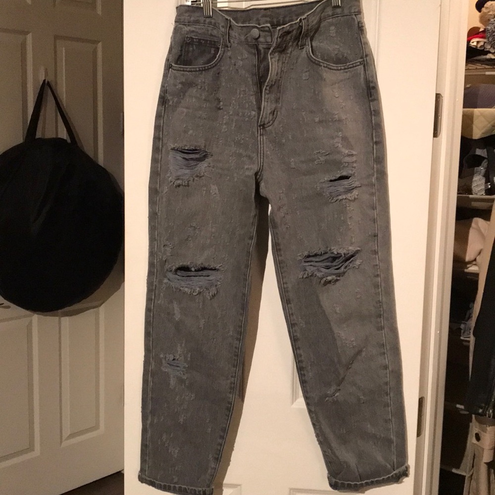 Grey destroyed LF jeans